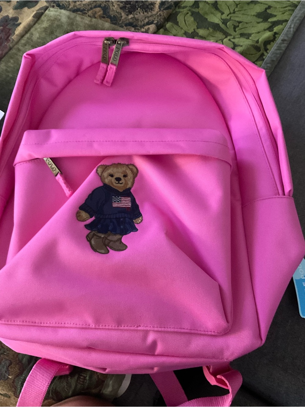Ralph Lauren Bright Pink Polo Bear Kids Backpack